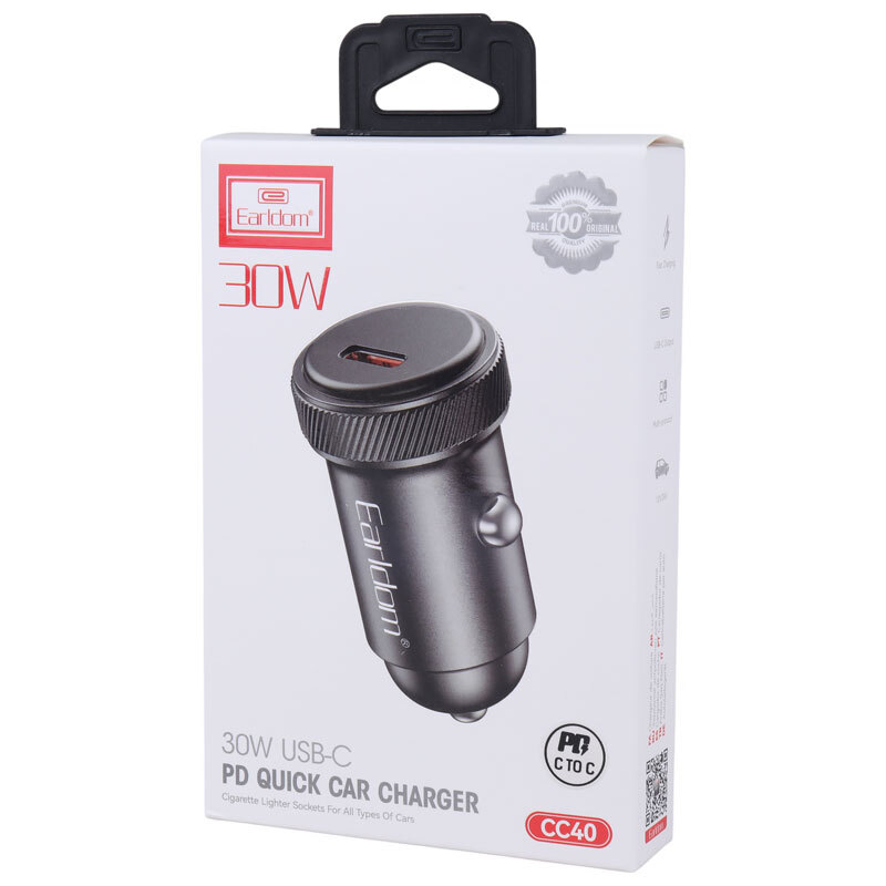 شارژر فندکی فست شارژ Earldom ES-CC40 PD 3A 30W + کابل تایپ سی
