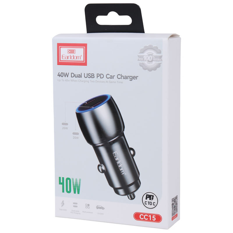 شارژر فندکی فست شارژ Earldom ES-CC15 PD 3A 20W + کابل تایپ سی