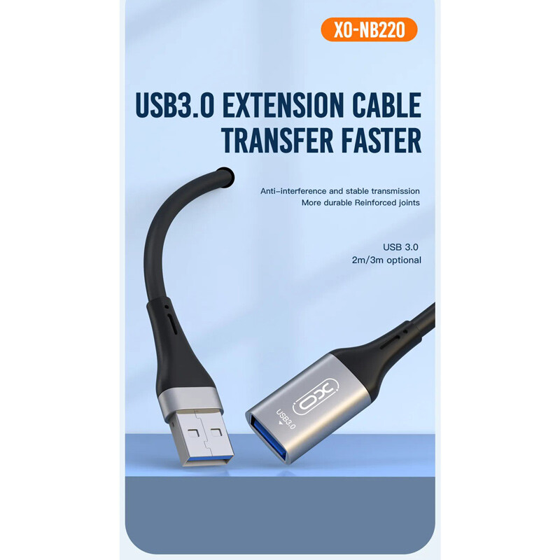 کابل افزایش طول USB3.0 ایکس او XO-NB220 طول 2 متر