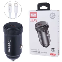 شارژر فندکی فست شارژ Earldom ES-CC40 3A PD 30W + کابل تبدیل آیفونی