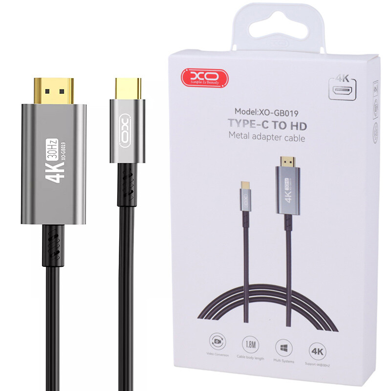 کابل تبدیل Type-C به HDMI ایکس او XO-GB019 طول 1.8 متر