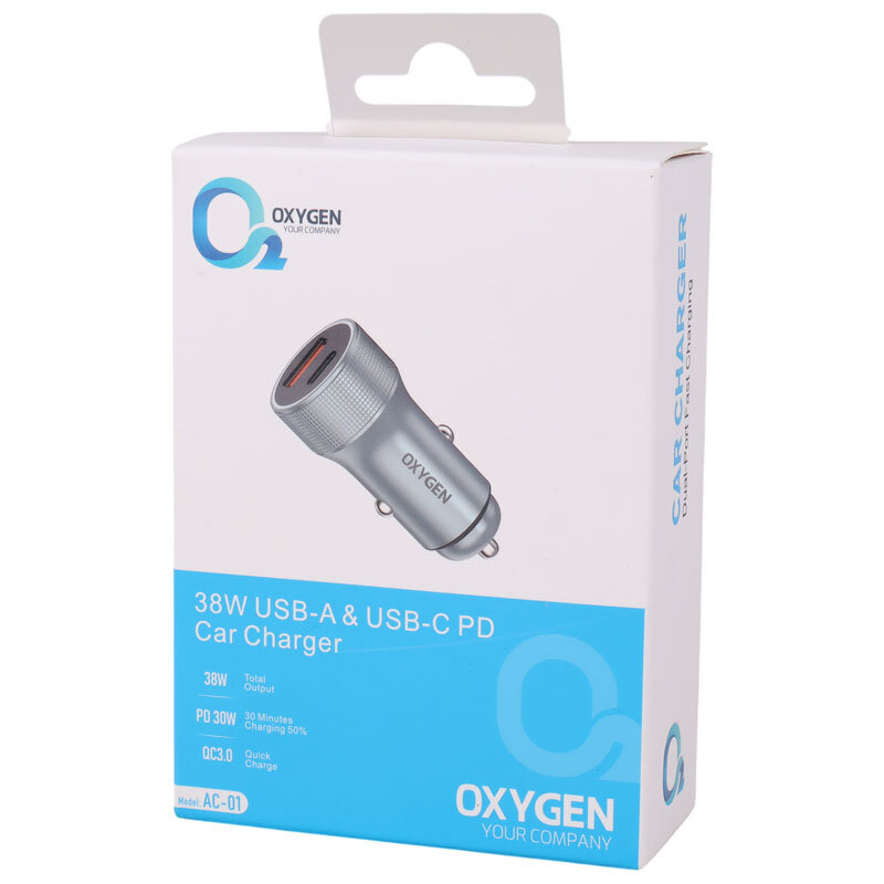 شارژر فندکی فست شارژ Oxygen AC-01 3.1A QC3.0 PD 20W