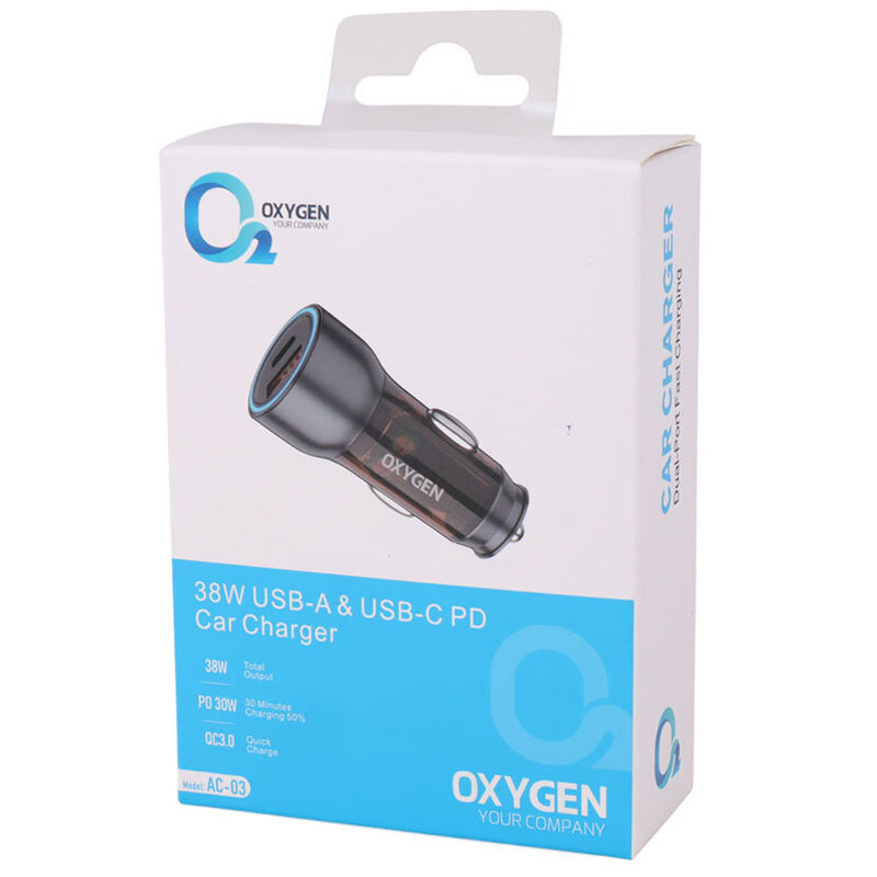 شارژر فندکی فست شارژ Oxygen AC-03 3.1A QC3.0 PD 20W