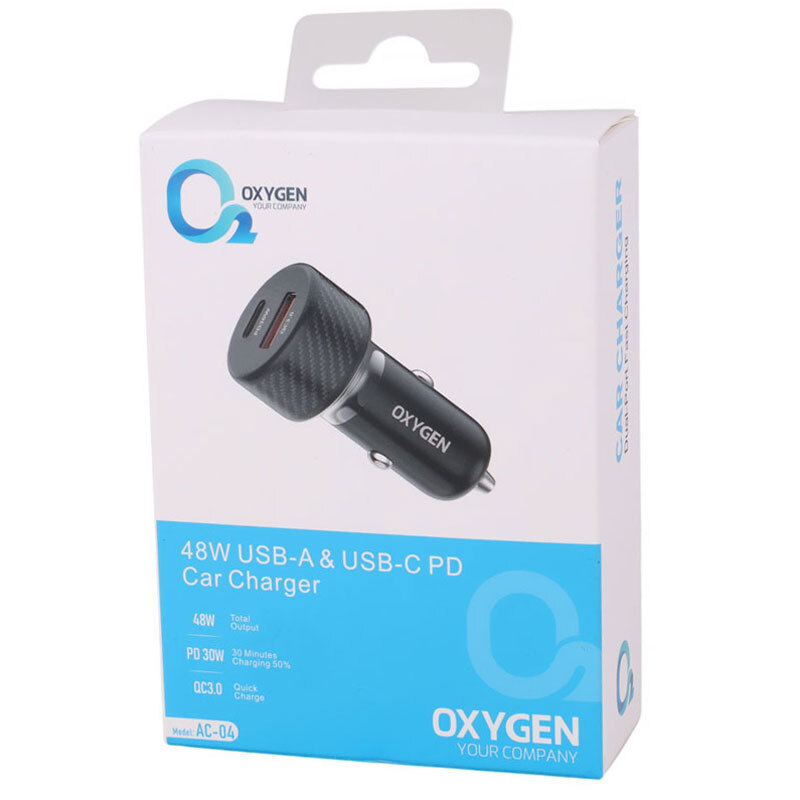 شارژر فندکی فست شارژ Oxygen AC-04 3A QC3.0 PD 30W