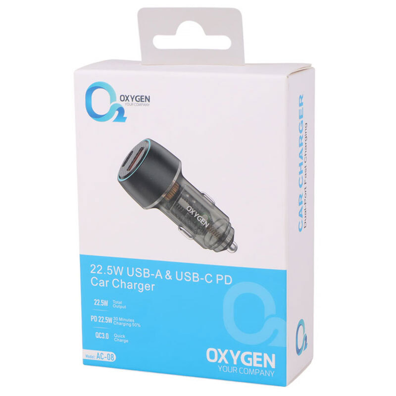 شارژر فندکی فست شارژ Oxygen AC-08 3.1A QC3.0 PD 18W