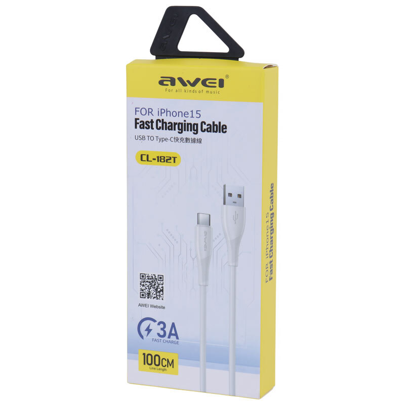 کابل تایپ سی فست شارژ Awei CL-182T 3A 1m