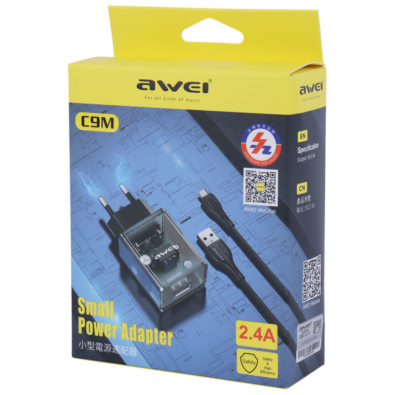 شارژر دیواری 12 وات اوی C9M 2.4A + کابل میکرو یو اس بی
