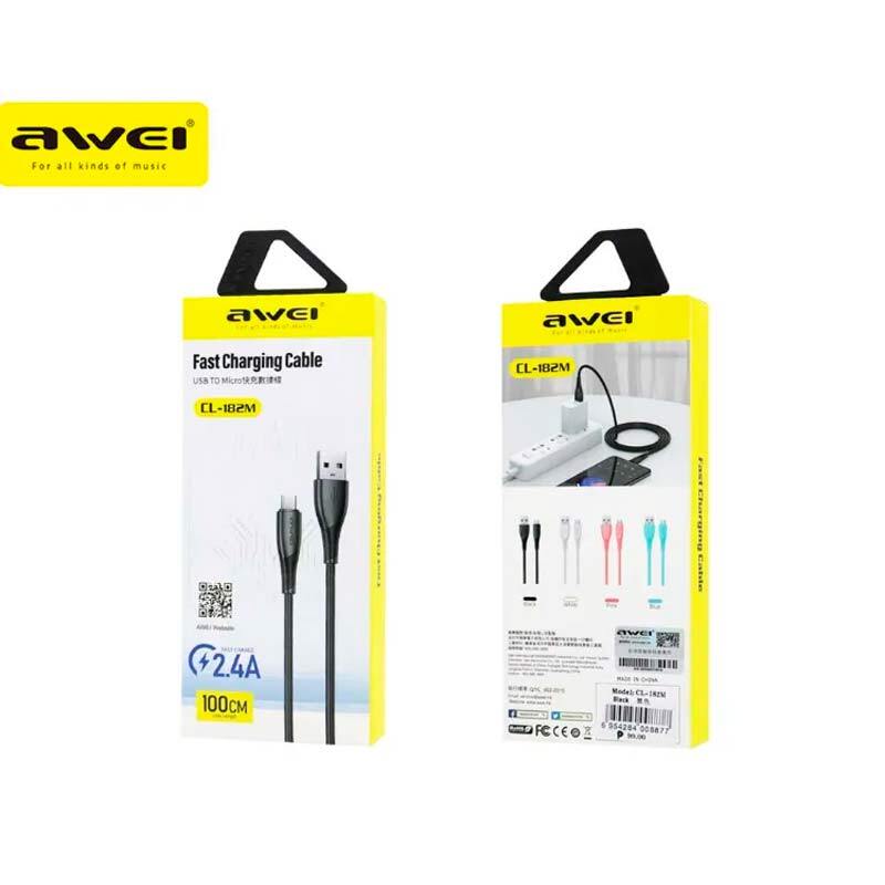 کابل میکرو یو اس بی فست شارژ Awei CL-182M 2.4A 1m