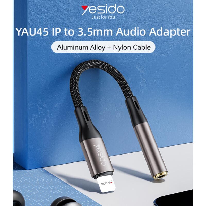 تبدیل Lightning به AUX یسیدو YAU45 طول 13 سانتی متر