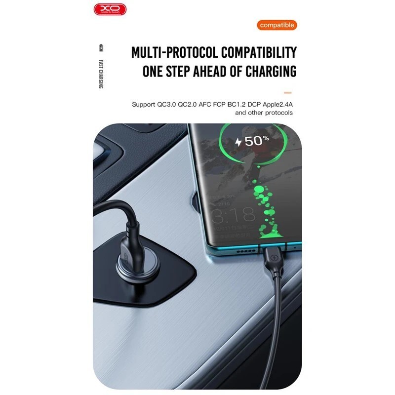 شارژر فندکی فست شارژ XO XO-CC46 3A QC3.0 PD 18W