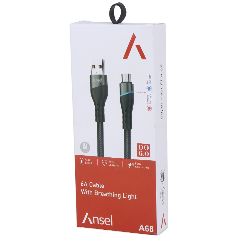 کابل میکرو یو اس بی فست شارژ Ansel A68 6A 1m