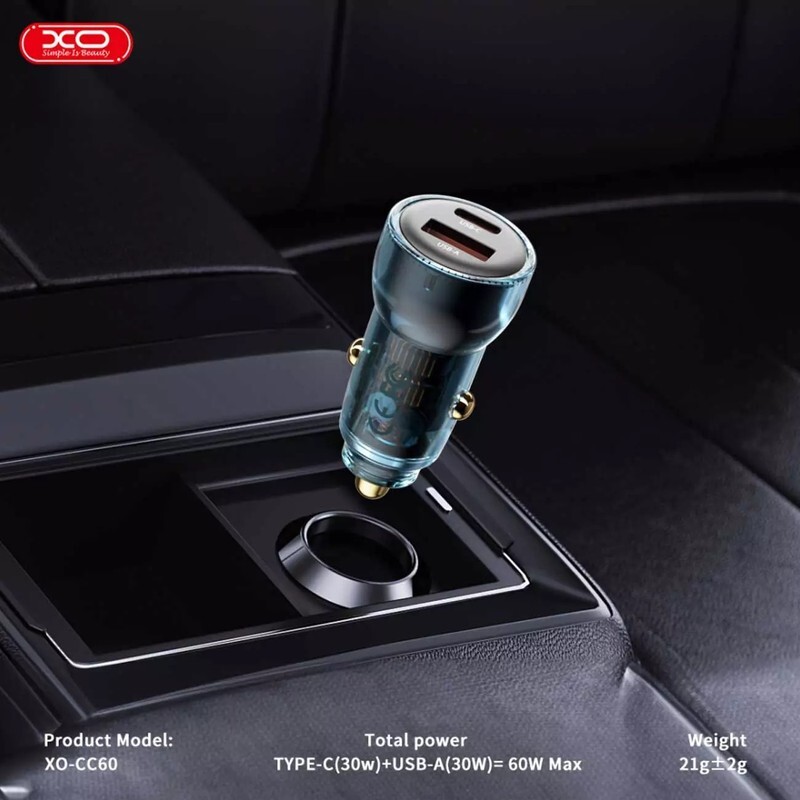 شارژر فندکی فست شارژ XO XO-CC60 3A QC3.0 PD 60W