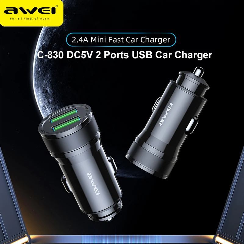 شارژر فندکی فست شارژ Awei C-830 2.4A 12W