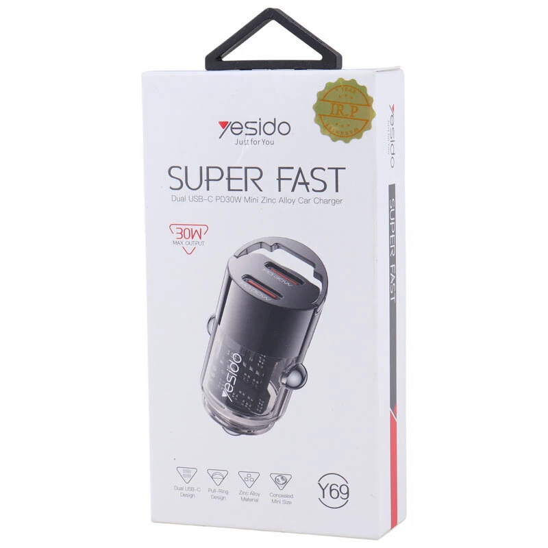 شارژر فندکی فست شارژ YESIDO Y69 3A QC 30W