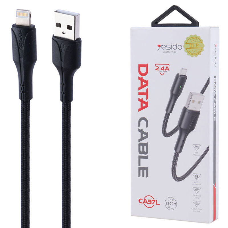 کابل آیفونی فست شارژ Yesido CA97L 2.4A 1.2m