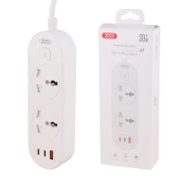 چند راهی 2 خانه ارت دار ایکس او XO-WL31 با کابل 1.5 متری + شارژر USB و Type-C