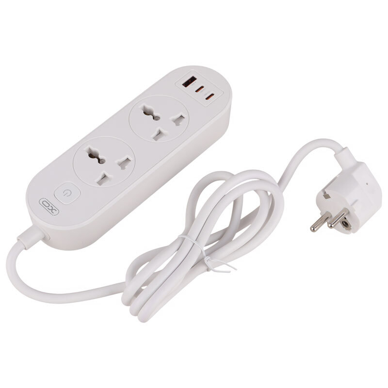چند راهی 2 خانه ارت دار ایکس او XO-WL31 با کابل 1.5 متری + شارژر USB و Type-C