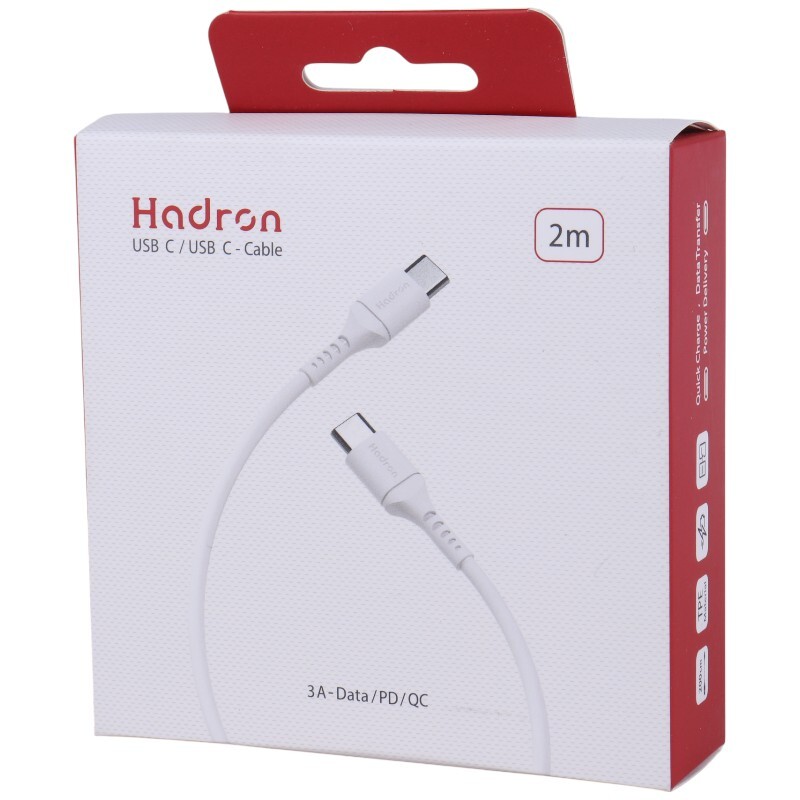 کابل تبدیل فست شارژ Hadron HTC-C-C01L Type-C to Type-C 3A PD QC 2m