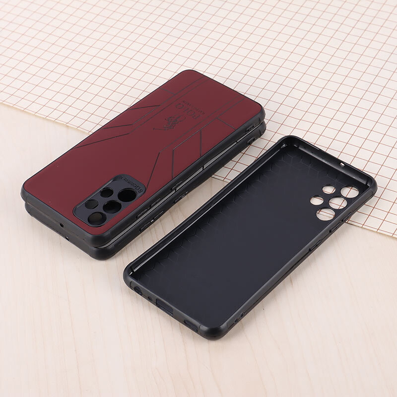 قاب چرمی Polo Ralph Laren سامسونگ Galaxy A32 4G طرح دار محافظ لنزدار