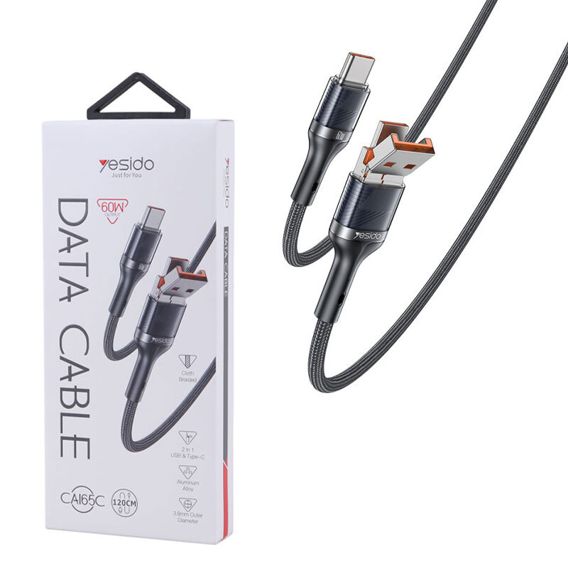 کابل تبدیل فست شارژ Yesido CA165C 60W 1.2m