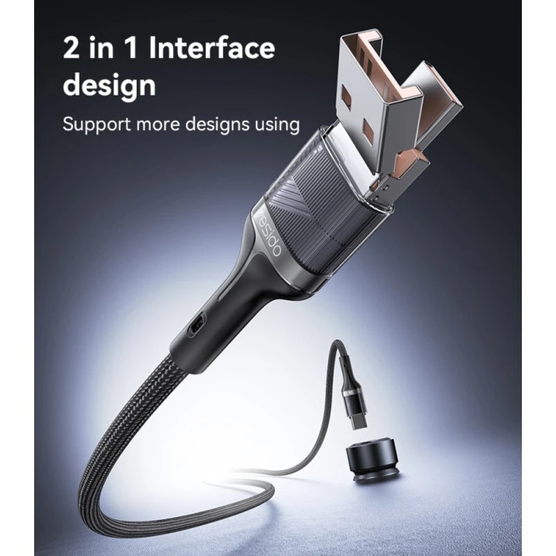 کابل تبدیل فست شارژ Yesido CA165C 60W 1.2m