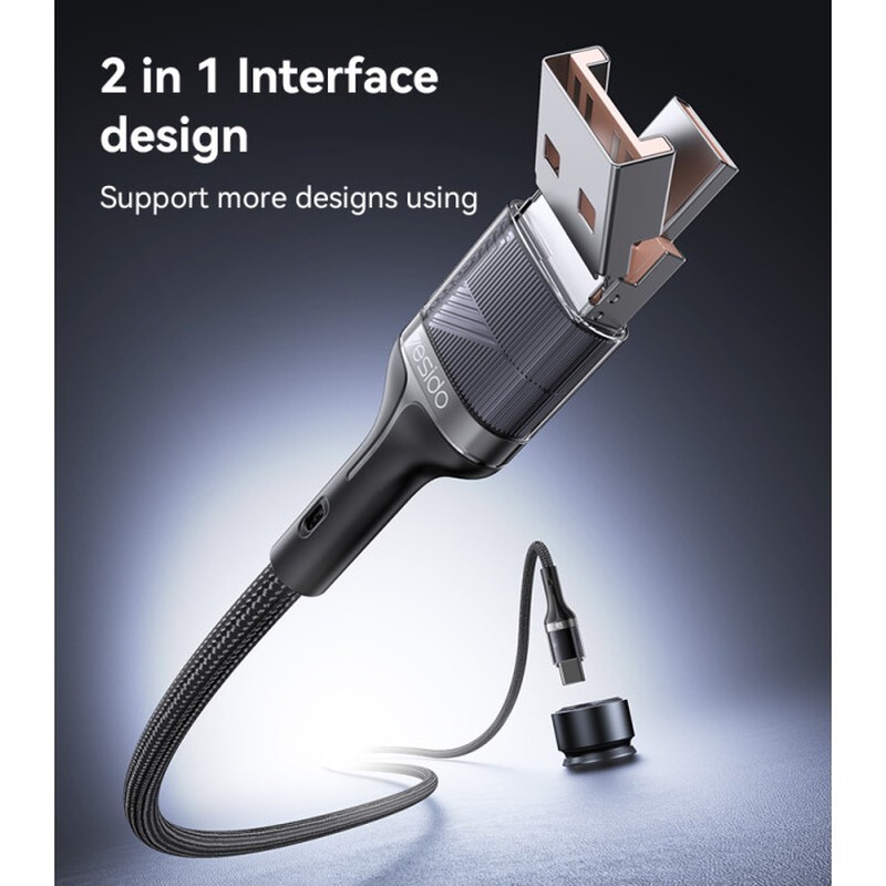 کابل تبدیل فست شارژ Yesido CA165C 60W 1.2m