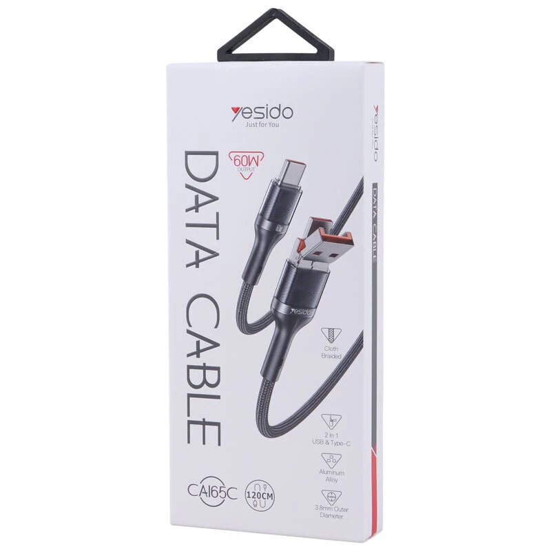 کابل تبدیل فست شارژ Yesido CA165C 60W 1.2m