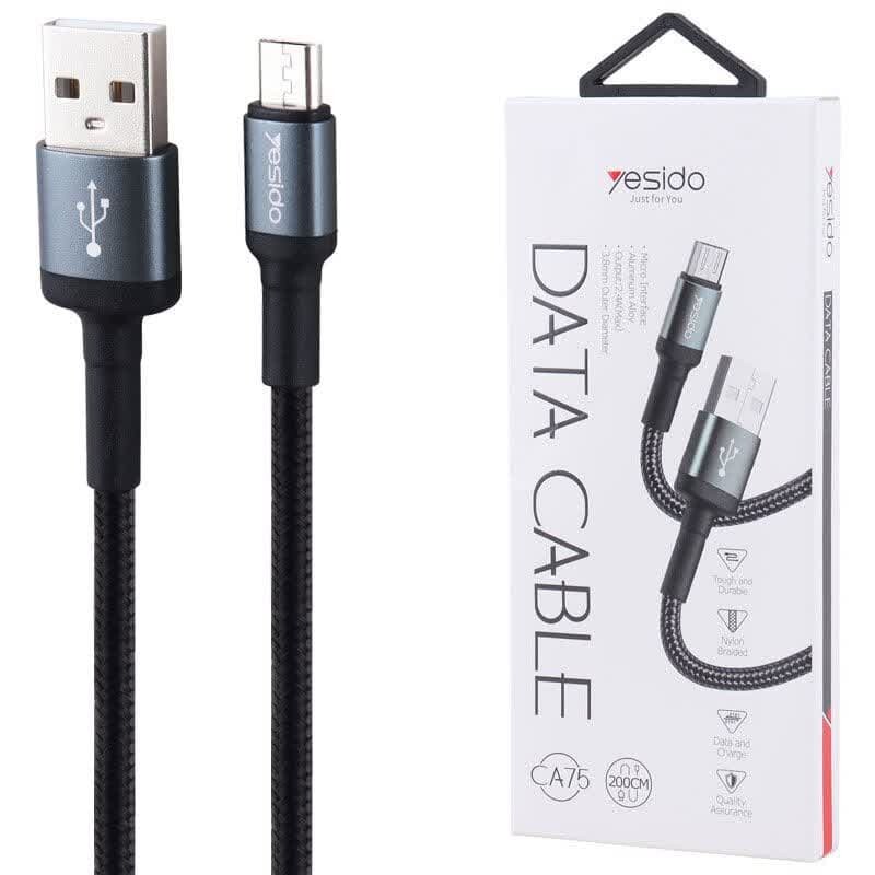 کابل میکرو یو اس بی فست شارژ Yesido CA75 2.4A 2m