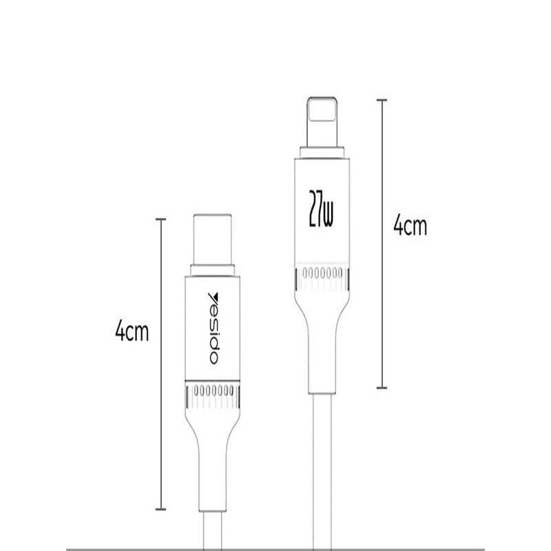 کابل تبدیل فست شارژ Yesido CA184 Type-C To Lightning 3A PD 27W 2m