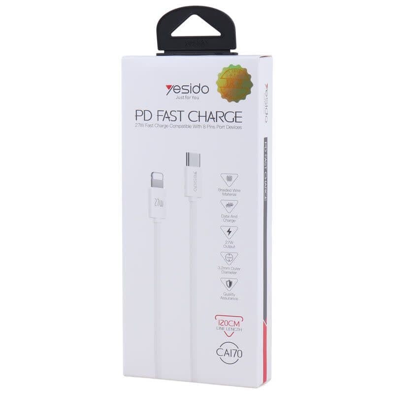 کابل تبدیل فست شارژ Yesido CA170 Type-C To Lightning PD 27W 1.2m