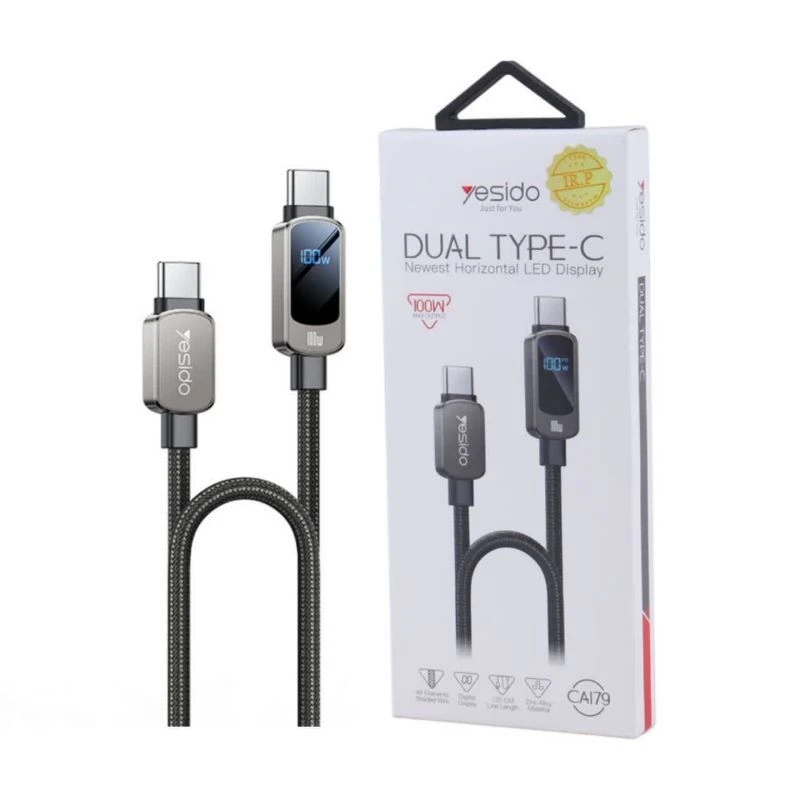 کابل تبدیل فست شارژ Yesido CA179 Type-C To Type-C 3A PD 100W 1.2m