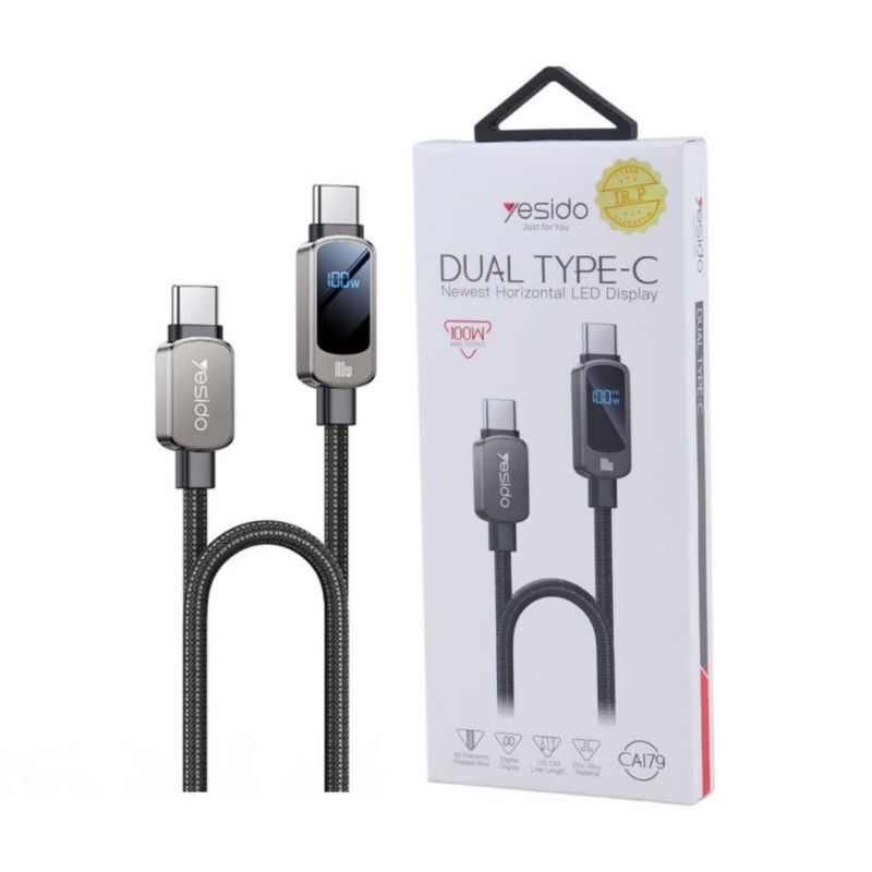 کابل تبدیل فست شارژ Yesido CA179 Type-C To Type-C 3A PD 100W 1.2m