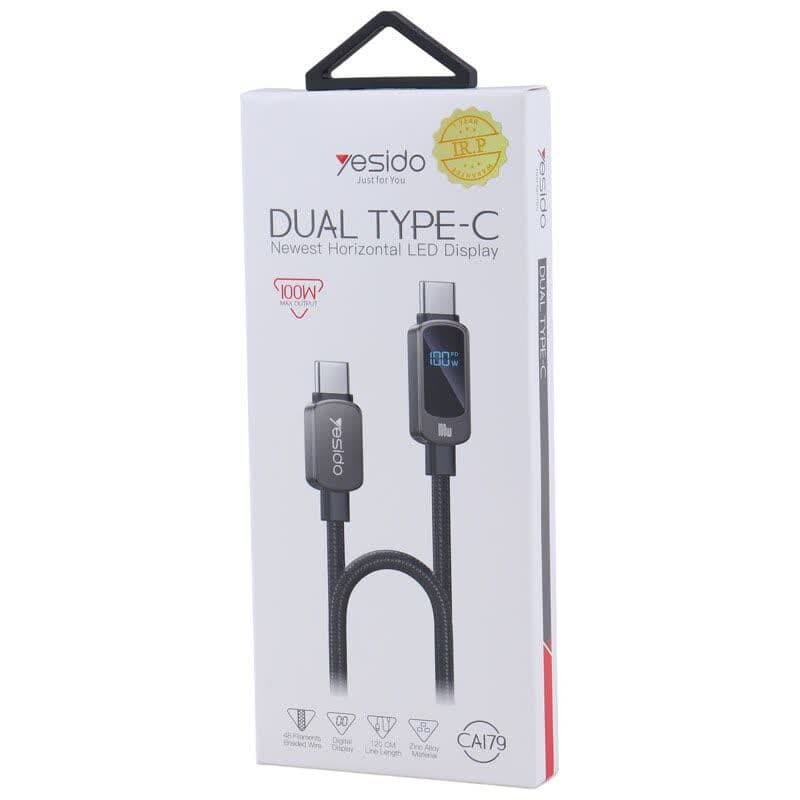 کابل تبدیل فست شارژ Yesido CA179 Type-C To Type-C 3A PD 100W 1.2m