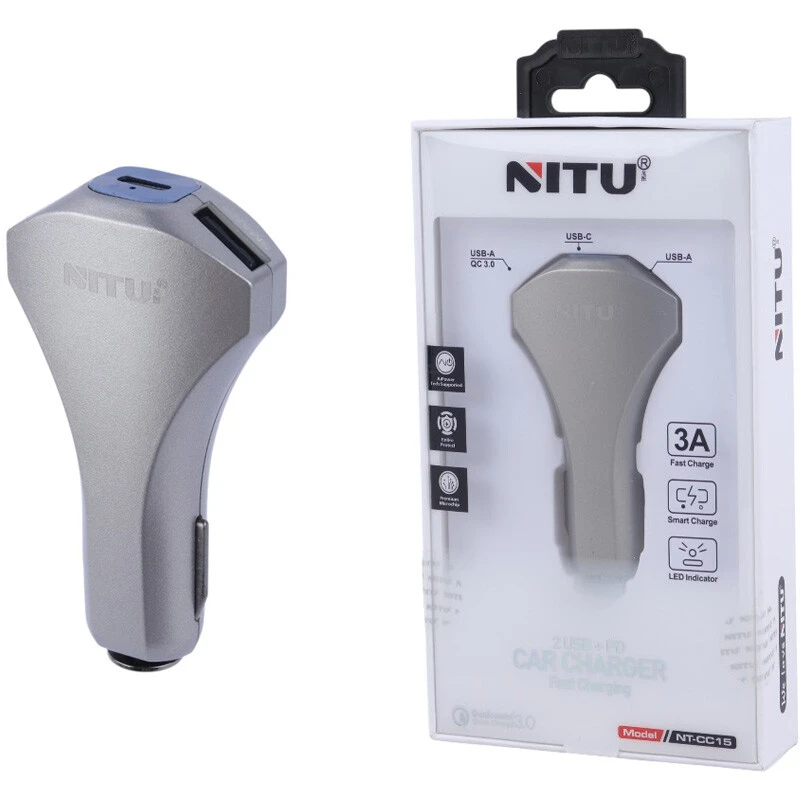 شارژر فندکی فست شارژر Nitu NT-CC15 QC3.0 PD 3A 18W