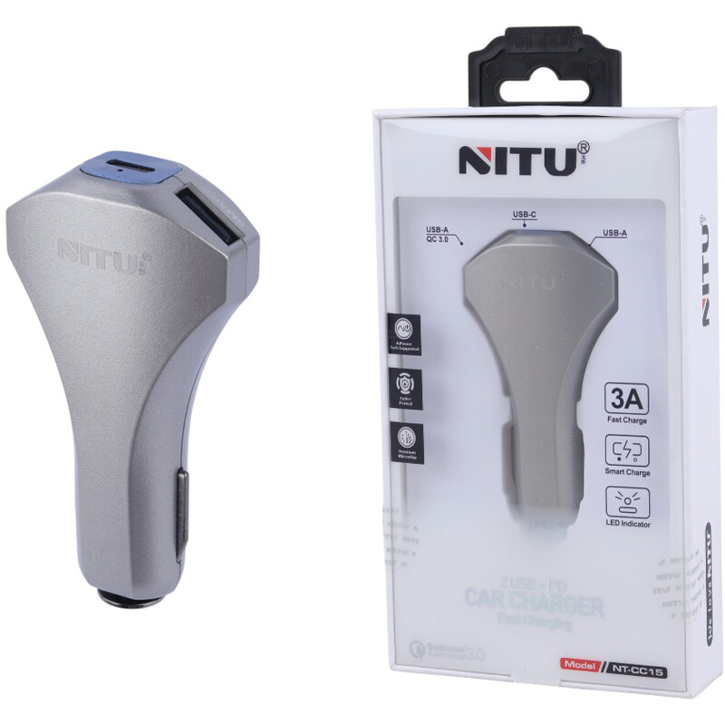 شارژر فندکی فست شارژر Nitu NT-CC15 QC3.0 PD 3A 18W