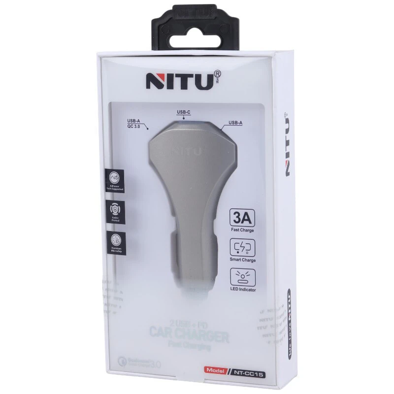 شارژر فندکی فست شارژر Nitu NT-CC15 QC3.0 PD 3A 18W