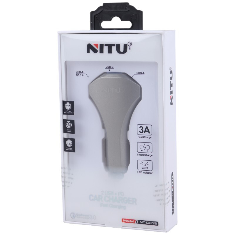 شارژر فندکی فست شارژر Nitu NT-CC15 QC3.0 PD 3A 18W