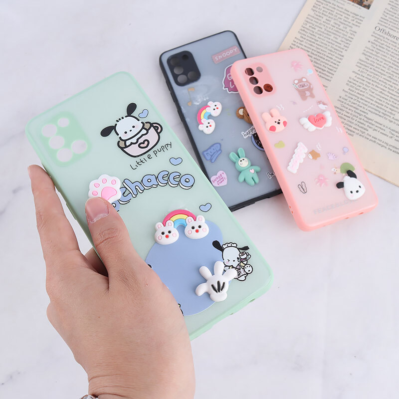 قاب شاینی سامسونگ Galaxy A31 عروسک برجسته محافظ لنزدار