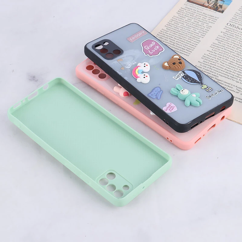 قاب شاینی سامسونگ Galaxy A31 عروسک برجسته محافظ لنزدار