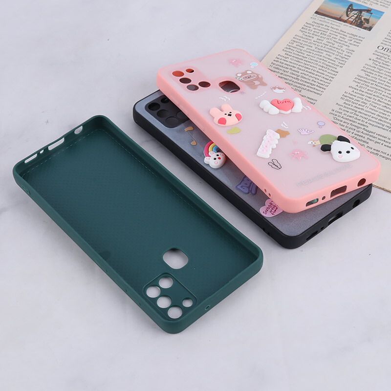 قاب شاینی سامسونگ Galaxy A21s عروسک برجسته محافظ لنزدار