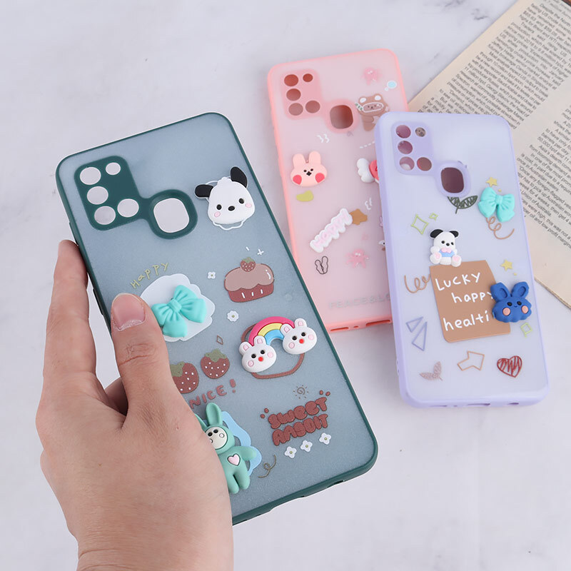 قاب شاینی سامسونگ Galaxy A21s عروسک برجسته محافظ لنزدار