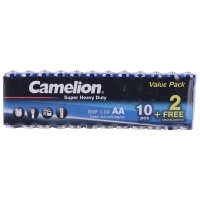 پک 2+10 باتری قلمی Camelion Super Heavy Duty R6P 1.5V AA شرینک