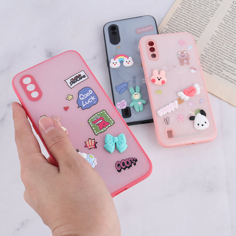 قاب شاینی سامسونگ Galaxy A01 عروسک برجسته محافظ لنزدار