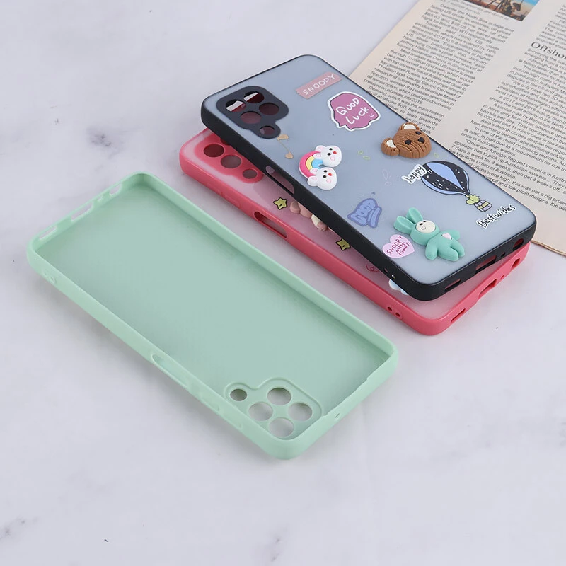 قاب شاینی سامسونگ Galaxy A22 4G / M22 / M32 4G عروسک برجسته محافظ لنزدار