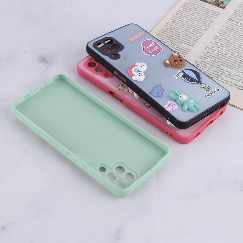 قاب شاینی سامسونگ Galaxy A22 4G / M22 / M32 4G عروسک برجسته محافظ لنزدار