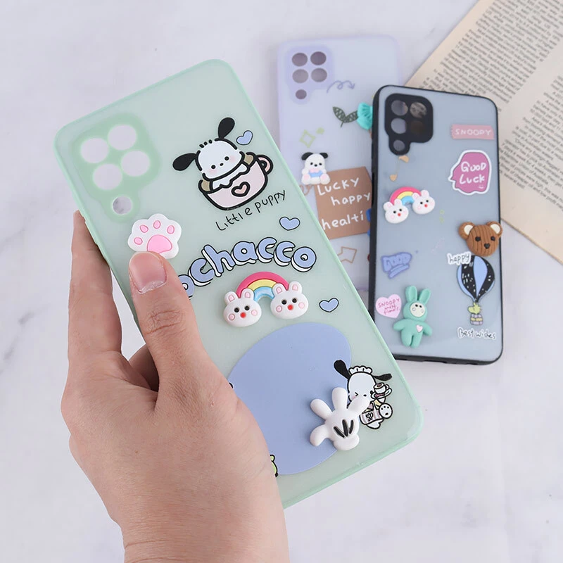 قاب شاینی سامسونگ Galaxy A22 4G / M22 / M32 4G عروسک برجسته محافظ لنزدار