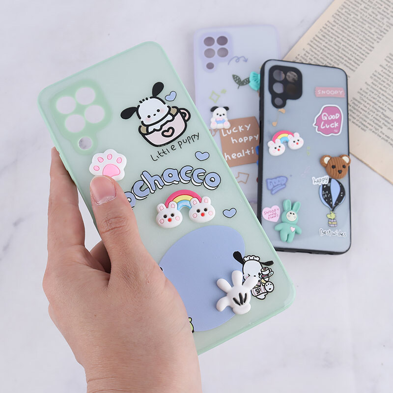 قاب شاینی سامسونگ Galaxy A22 4G / M22 / M32 4G عروسک برجسته محافظ لنزدار