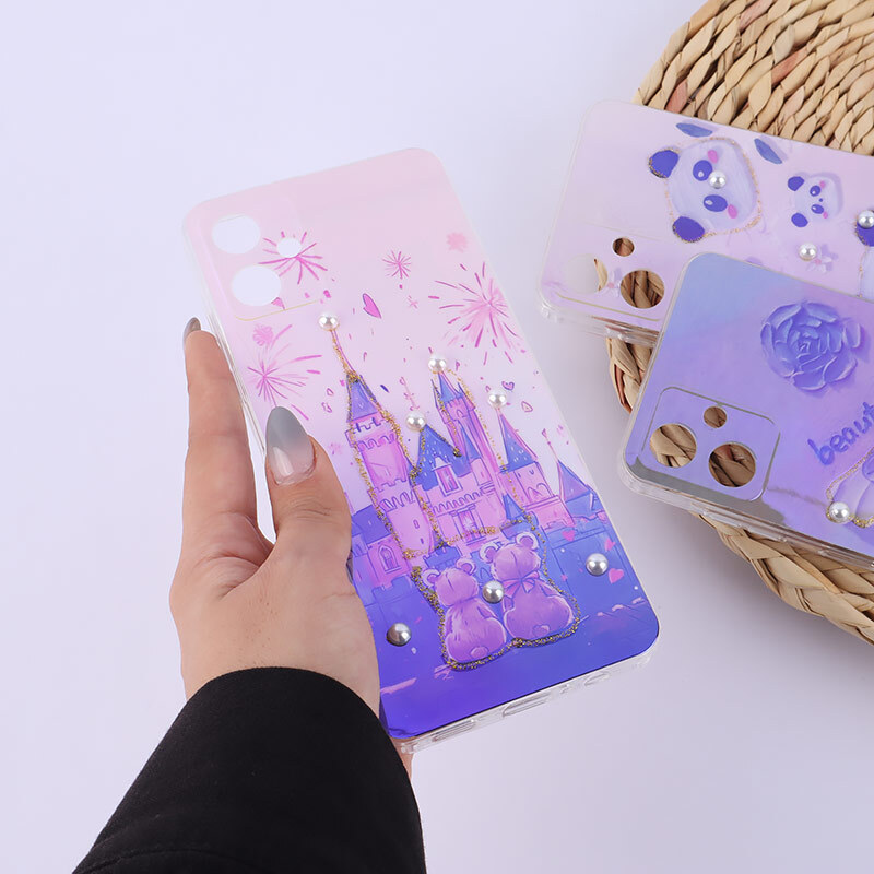 قاب هولوگرامی سامسونگ Galaxy A06 آبرنگی مرواریدی محافظ لنزدار