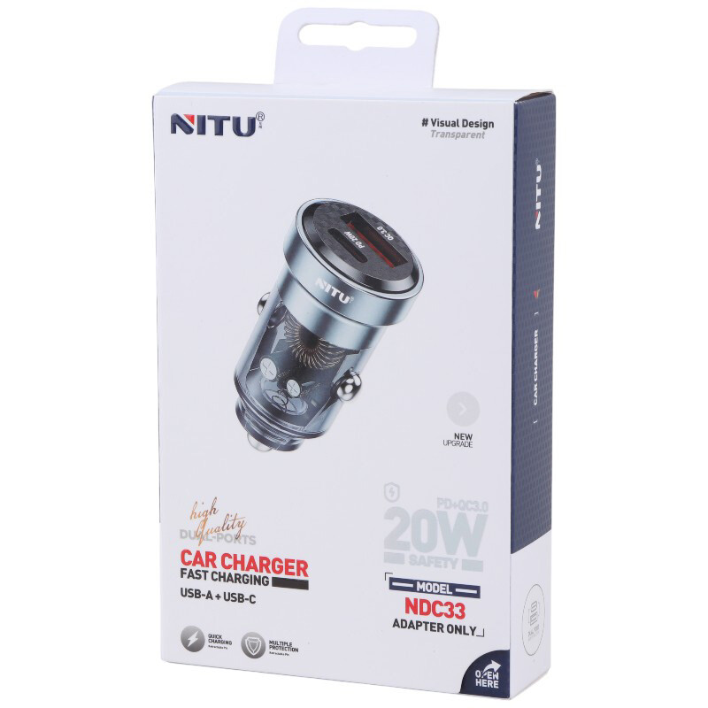 شارژر فندکی فست شارژ Nitu NDC33 3A QC3.0 PD 20W
