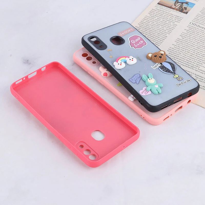 قاب شاینی سامسونگ Galaxy A20 / A30 عروسک برجسته محافظ لنزدار